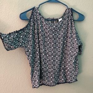 Floral cold shoulder top